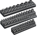 Magnetic Socket Organizer Holder Set – 3-Piece Tool Organizers Including 1/4", 3/8" and 1/2" Drive Socket Holder Metric 68 Pieces Socket Trays (Sockets are not Included)