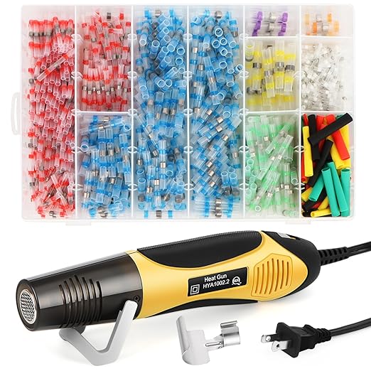 765PCS Solder Seal Wire Connectors with 450W Mini Heat Gun, Solder Connectors with Heat Shrink Solderstick Waterproof Electrical Wire Connectors Kit for Marine Automotive (26-6 Gauge)