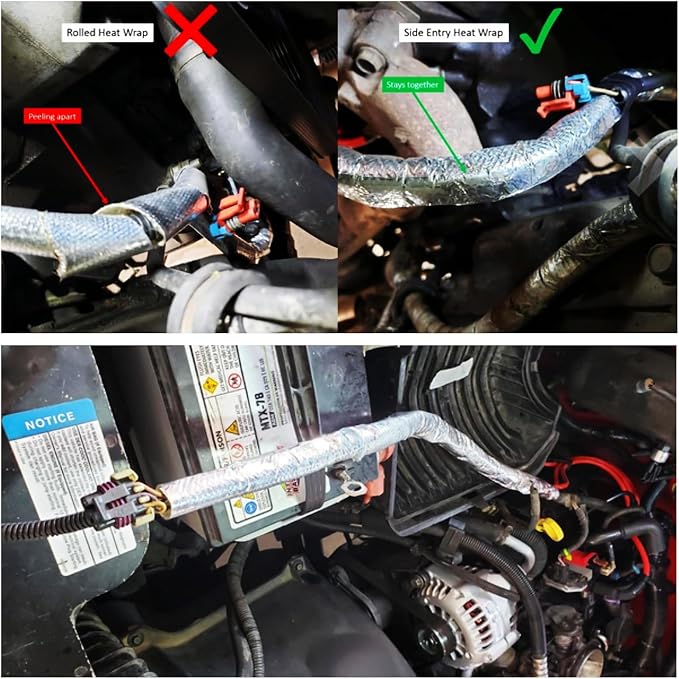 25mm - 1" Self Closed Aluminized Heat Shield Sleeve Protection Side Entry High - Image 3