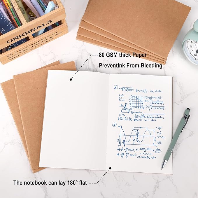 EOOUT 8 Pack Blank Kraft Notebooks, A5 Journals Notebook Bulk, Unlined Paper - Image 4