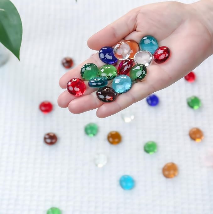 CYS EXCEL Assorted Mix Colors Glass Gemstone Beads Vase Fillers Flat Marble - Image 3