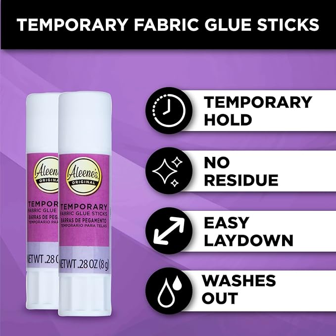 Aleene's No-Sew Temporary Fabric Glue Sticks, .28oz 2-Pack - Image 4