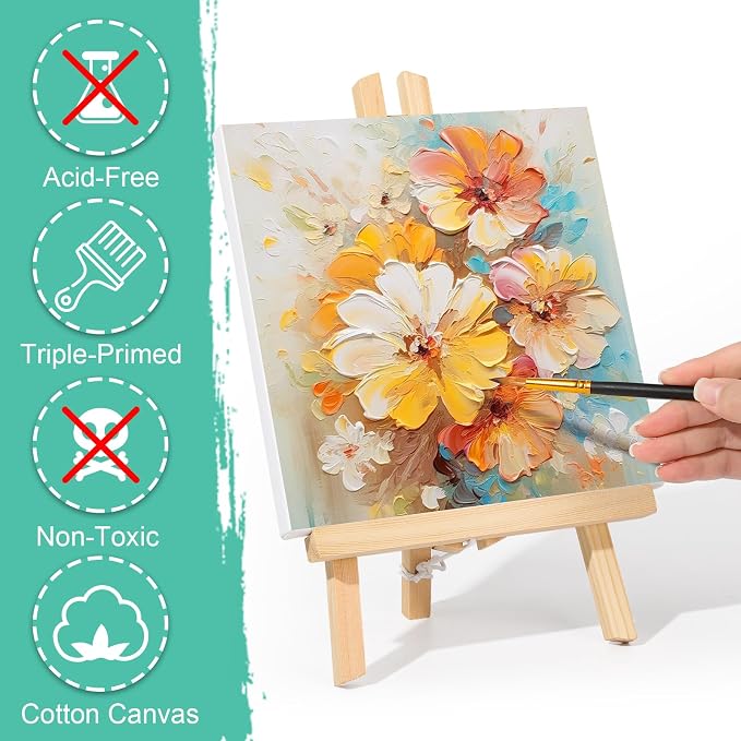 ESRICH 10x10 Stretched Canvas for Painting, 10 Pack Square Canvas for Painting - Image 4