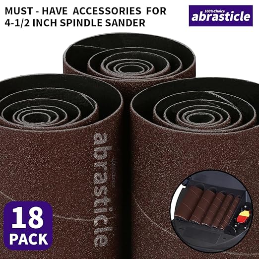 18 Pack Spindle Sander Sleeves, Sanding Sleeves for Oscillating Sander, 80 Grit Sandpaper, 4-1/2" Length, Each 3 of 1/2",3/4",1",1-1/2", 2", 3" Diameter