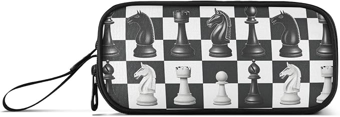 Chess Checkered Plaid Pencil Case Box Boys Girls Large Pencil Pouch Zipper - Image 6