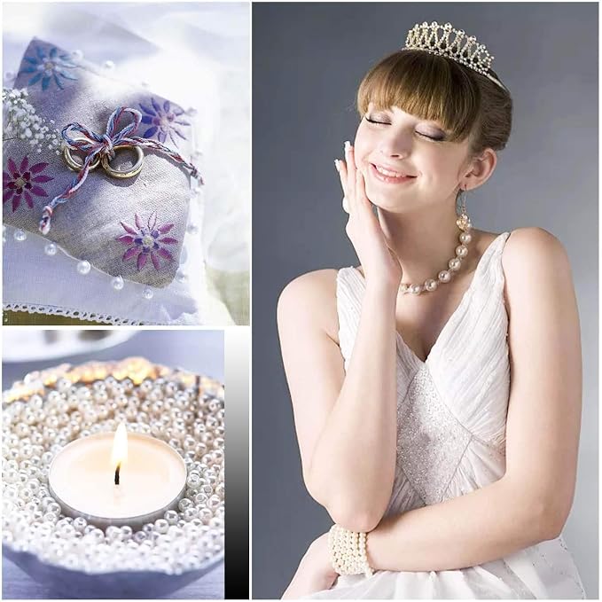 Pearl Beads, Anezus 800pcs Ivory Pearl Craft Beads Loose Pearls - Image 7