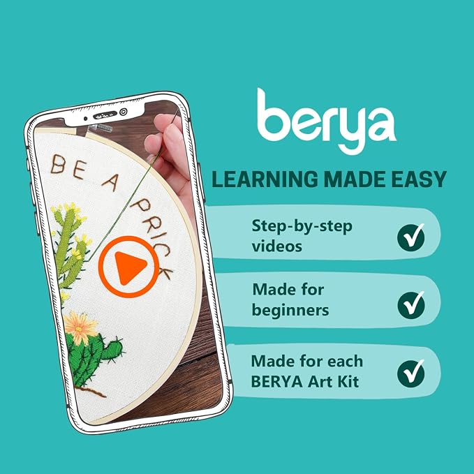 BERYA Cactus Embroidery Kit Including Video Step by Step Instructions - Image 5
