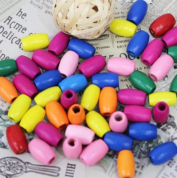 BetterJonny 50 Large Oval Wood Beads Assorted Color - Image 4