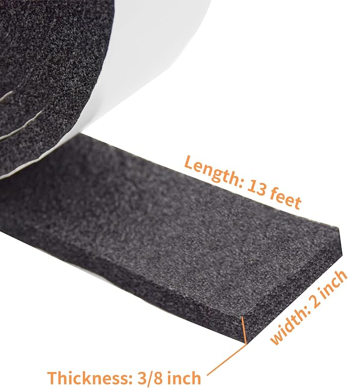 DOBTIM Pipe Insulation Foam Wrap Tape, self Adhesive with high Resilience for Pipe Insulation Wrap 13 Ft Long x 2 Inch Wide x 3/8 Inch Thick
