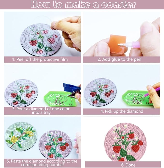 Bulerrylulu 6 Pcs Diamond Painting Coasters Kits - Image 3