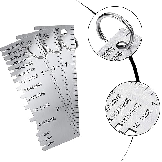 Weewooday 8 Pcs Wire/Metal Sheet Thickness Gauge Metal Tool Stainless Steel Welding One Sided Material Thickness Gauge Plated Size Inspection Tool