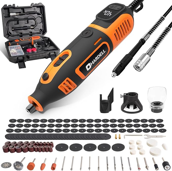 200W Corded Rotary Tool Kit with Fine Speed Control & Flex Shaft 8000-40000 RPM Digital Display, 155Pcs Accessories for Crafting, Cutting, Sanding, Polishing, Drilling, Carving, DIY Projects