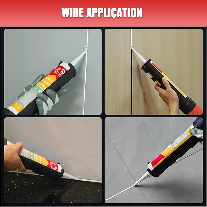 Cordless Caulking Gun 10oz Compatible with Milwaukee 18V Battery, Electric Caulk And Adhesive Gun with 5 Speed, Anti-Drip, Auto Retract, LED Light for Filling, Sealing(Tool Only)