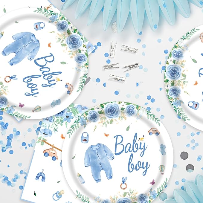 40Pcs Blue A Sweet Baby Birthday Party Decorations - Image 5