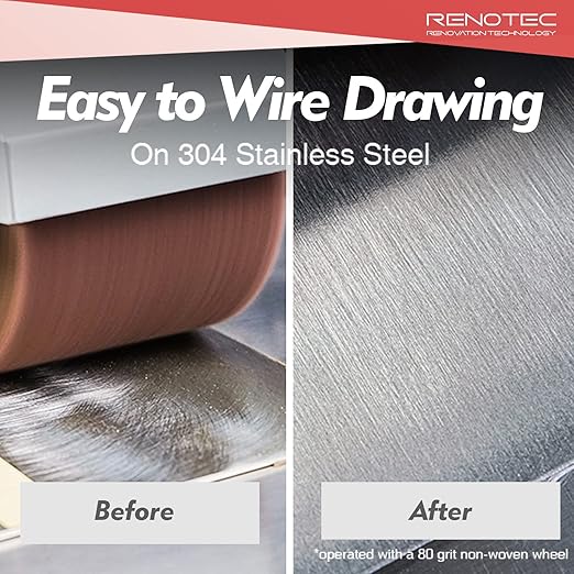 Non-Woven Wire Drawing Flap Wheel, 120x100mm, for Stainless Steel, Copper Satin Finishing and Metal Surface Treatment, SCT Conditioning Buffing Drum for Burnishing Polishing Machine (80 Grit)