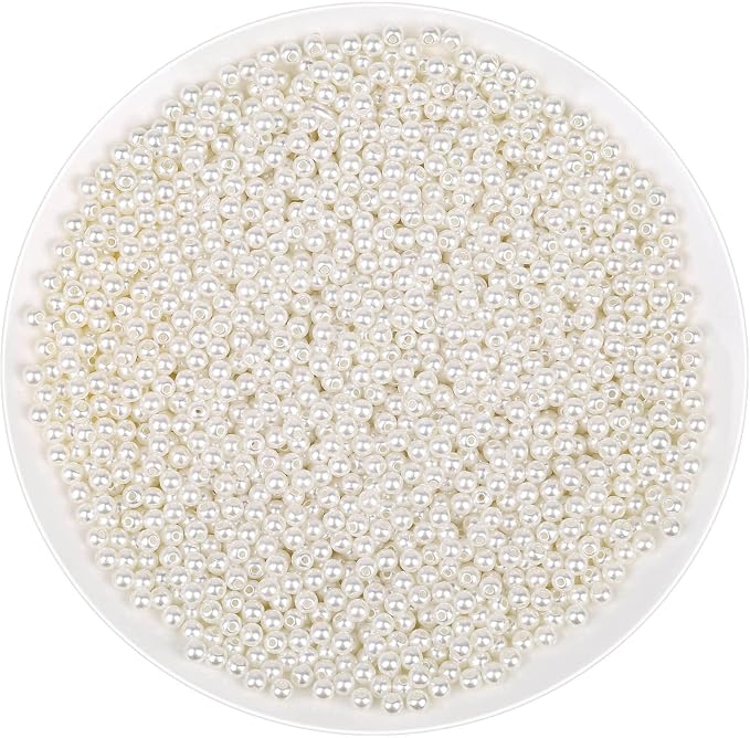 Pearl Beads for Craft, Anezus 2000pcs Ivory Faux Fake Pearls, 4 MM Small Sew on by anezus