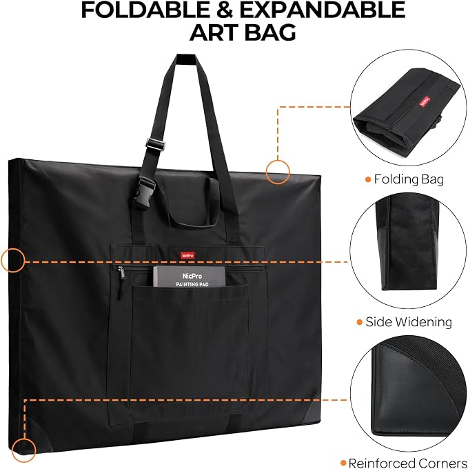 Nicpro Wide Gusset Art Portfolio Case 20 x 26”, Large Tote Bag - Image 4