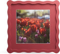 8x8 Picture Frame with Mat for 6x6, Wavy Edge Wooden Real Glass Photo Frame for by THKRLOF