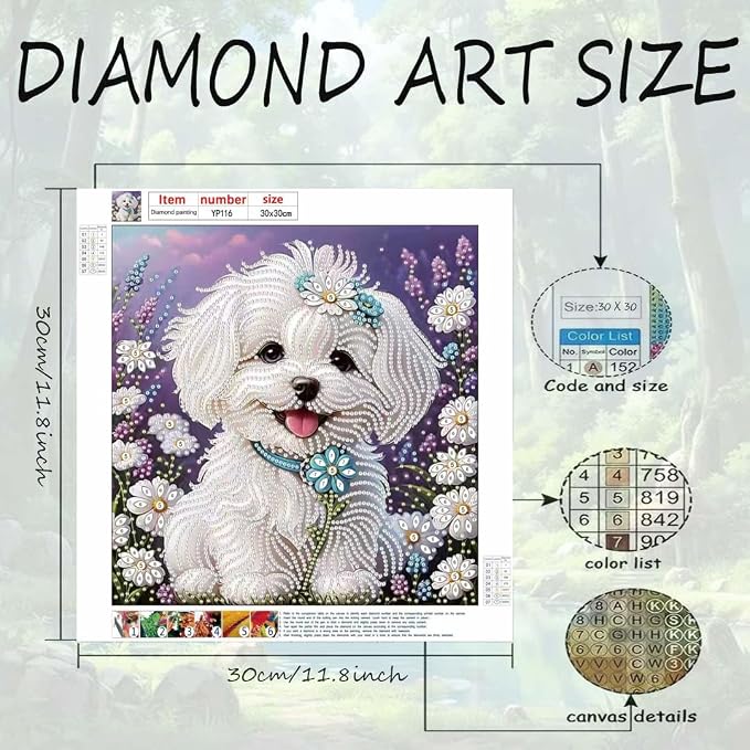 Diamond Painting Kits For Adults, Dog Special Shape Diamond Art Kit, 12X12in | - Image 6