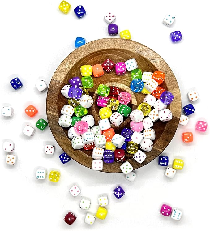 120PCS Colorful Dice Beads, Fun Acrylic Bead - Image 5