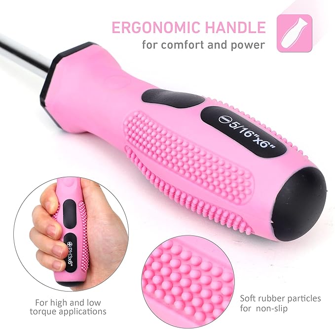 FASTPRO 8-Piece Pink Magnetic Screwdrivers Set with 4 Phillips and 4 Slotted Tips, Precision Screwdriver Repair Tool Kit for Women