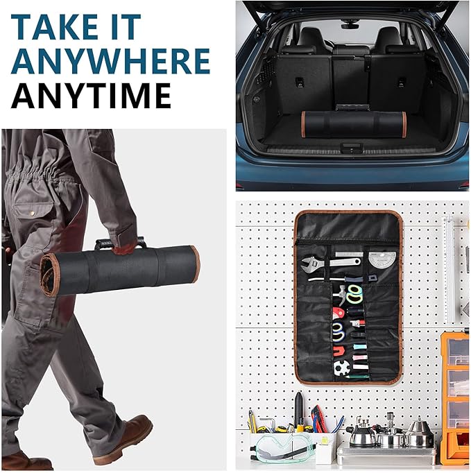Roll Up Tool Bag, Roll Up Bag Tools Organizers with 22 Tool Pouches, Durable Portable Handy Tools Storage for Men Women, Perfect for Handyman, RV Owners, Dad Birthday or Father’s Day Gifts