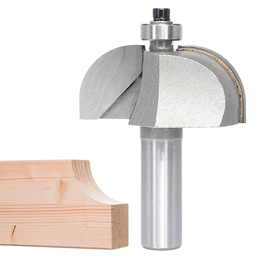 Cove Router Bits,1/2" Shank,Radius 3/4",Bearing Guided Cove Edging Cutter for Wood Profiling,Routing,Molding