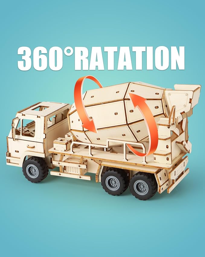 3D Wooden Puzzles Cement Mixer Truck - Image 3