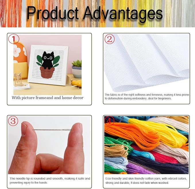 Black Cat Plants Stamped Cross Stitch Kits - Image 3
