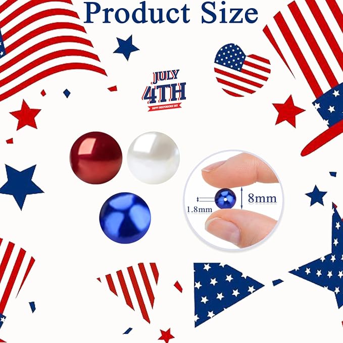 DUQGUHO Red White and Blue Beads, 4th of July Beads 8mm Patriotic Beads - Image 8
