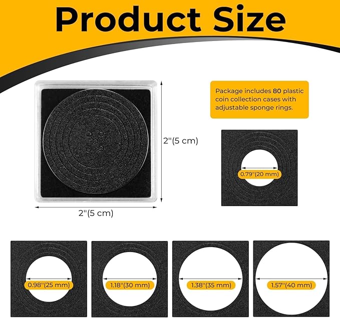 120 Pcs Adjustable Acrylic Coin Holder, Coin Collection Cases - Image 2