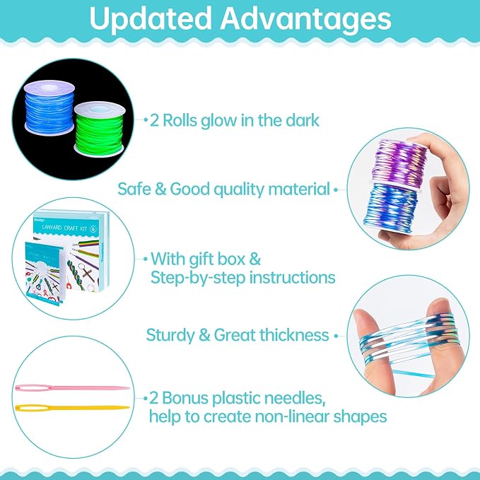 Lanyard String, 20 Rolls Gimp String, Plastic Strings Lacing Cord, Boondoggle - Image 6