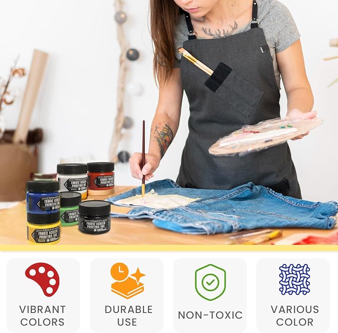 Falling in Art Fabric Screen Printing Ink Set, 4-Ounce Permanent Fabric Paints - Image 2