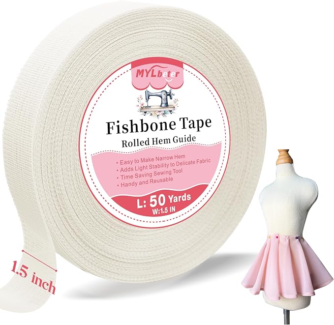 50 Yards Fishbone Rolled Hem Tape Ban Roll Tape by MYLbeter