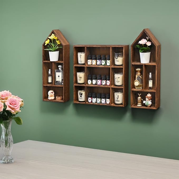 Ikee Design 3 Pcs Set Wooden Shadow Cubby Box Display Shelf Organizer Storage - Image 7