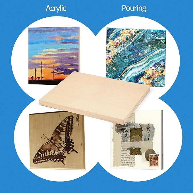 Falling in Art 4 Pack 5x5’’ Unfinished Birch Wood Panels Kit - Image 3