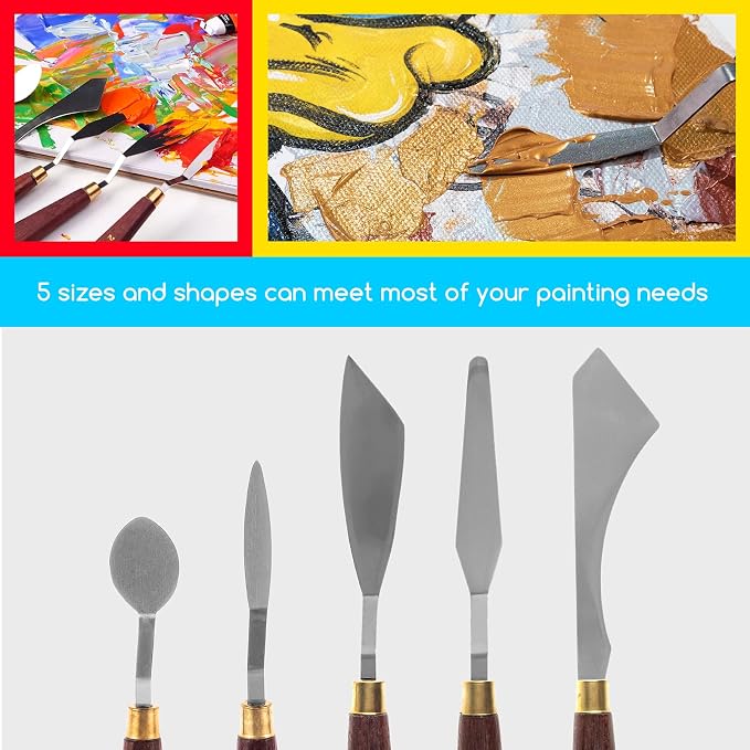 MEEDEN 5 Pieces Painting Knife Set Versatile Stainless Steel Spatula Palette - Image 5