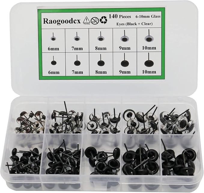 140Pcs Needle Felting Eyes 6-10mm mini Glass Black by Raogoodcx
