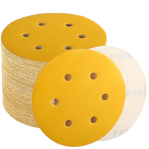 6 Inch Sanding Discs Hook and Loop, 600 Grit Sandpaper for Orbital Sander, Professional for Automotive and Woodworking, 100 Pack