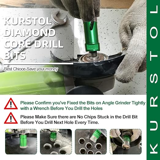 Diamond Core Drill Bits Kit - 10pcs 6/8/10/25/35/50/65mm+2" Beveling Chamfer Bit+1-3/8" Finger Milling Bit+Triangle Adapter to 5/8-11" Thread for Porcelain Ceramic Tile Granite Marble