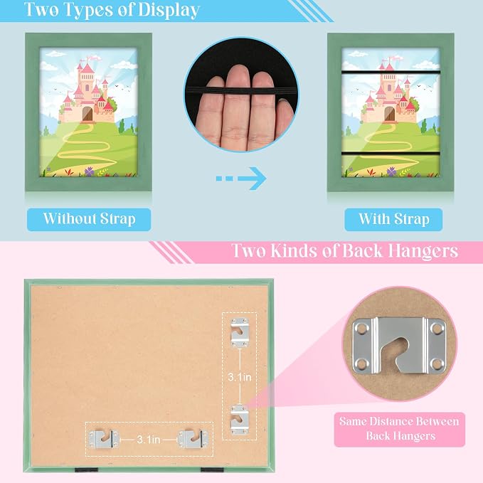 Kids Art Frames, 8.5x11 Front Opening Kids Artwork Frames Changeable, Olive - Image 2