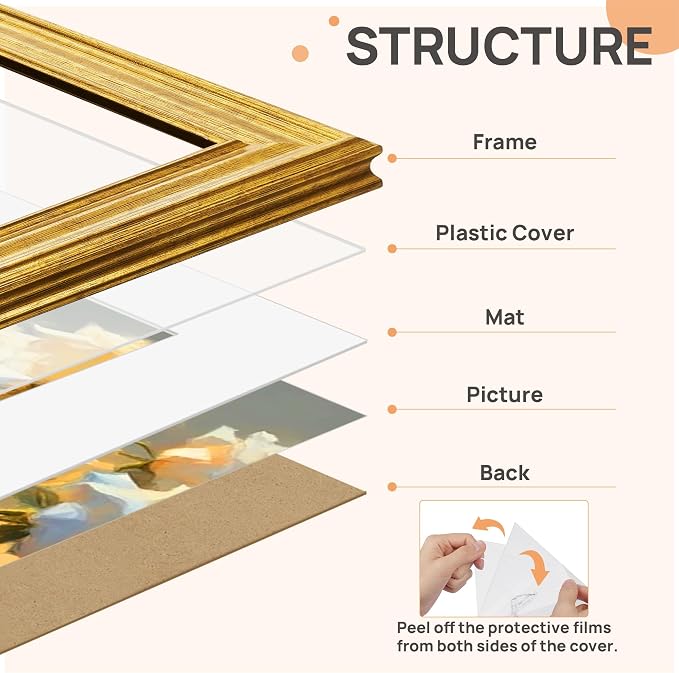 upsimples Vintage 4x6 Picture Frame, Antique Gold Frames Display 3.5x5 - Image 3