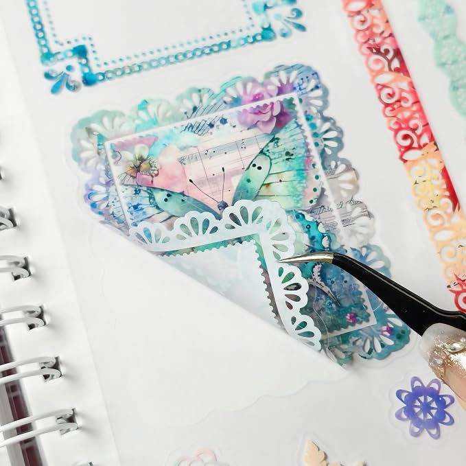 130 Pcs Pastel Fade-Resistant Lace Scrapbook Stickers - Image 2