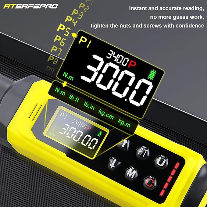 Digital Torque Wrench,1/2-Inch Drive Torque Wrench - 5-340Nm (4-250 ft-lb),Heavy Duty Torque Wrench with Buzzer, 5 Units, ±2% Accuracy for Trucks & Machinery