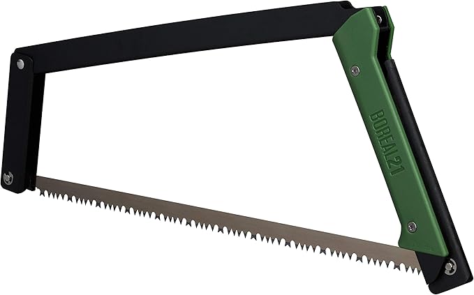 AGAWA - BOREAL21 Backwoods Kit - 21 Inch Folding Bow Saw, 21" Premium Leather Sheath, Additional 21" Aggressive Blade (Black Frame - Green Handle)