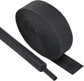 Black 2:1 Ratio Automotive Heat Shrink Braided Sleeving,Wear-Resistant Flat Woven Shrinkable Sleeve Fabric Car Cable Wires Hoses Protection (1"-8ft)