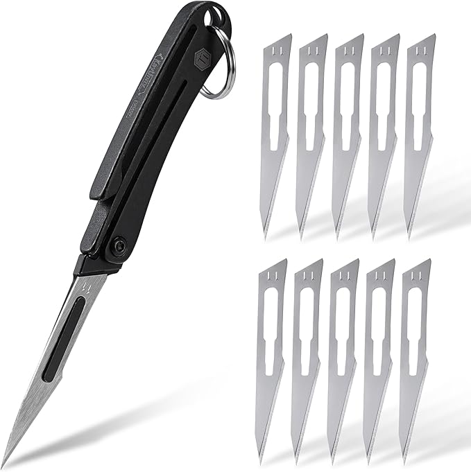 KeyUnity KK07BK Precision Craft Utility Blade Titanium Handle Mini Cutting Tool by KeyUnity