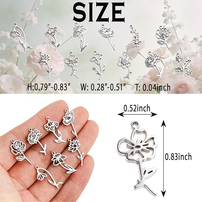 stino 28/48Pcs Stainless Steel Metal Charms | Fadeless, Waterproof, - Image 4