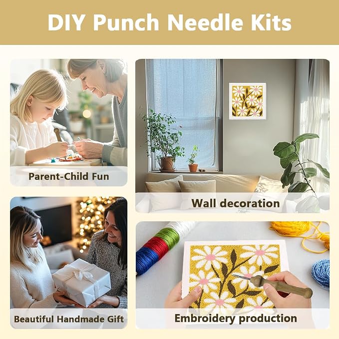 Doodlream Daisy Flowers DIY Punch Needle Embroidery Kit - Image 4