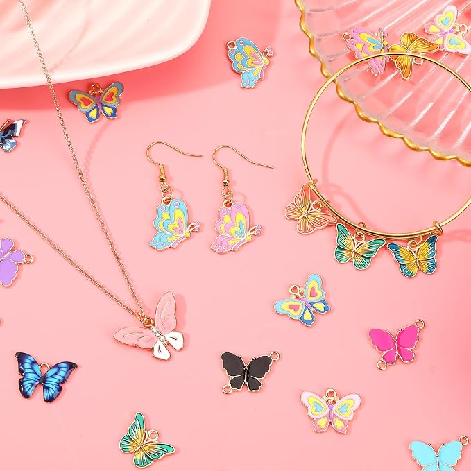 MARFOREVER 40Pcs/20 Pairs Butterfly Charms, Mixed Butterflies Charms - Image 5